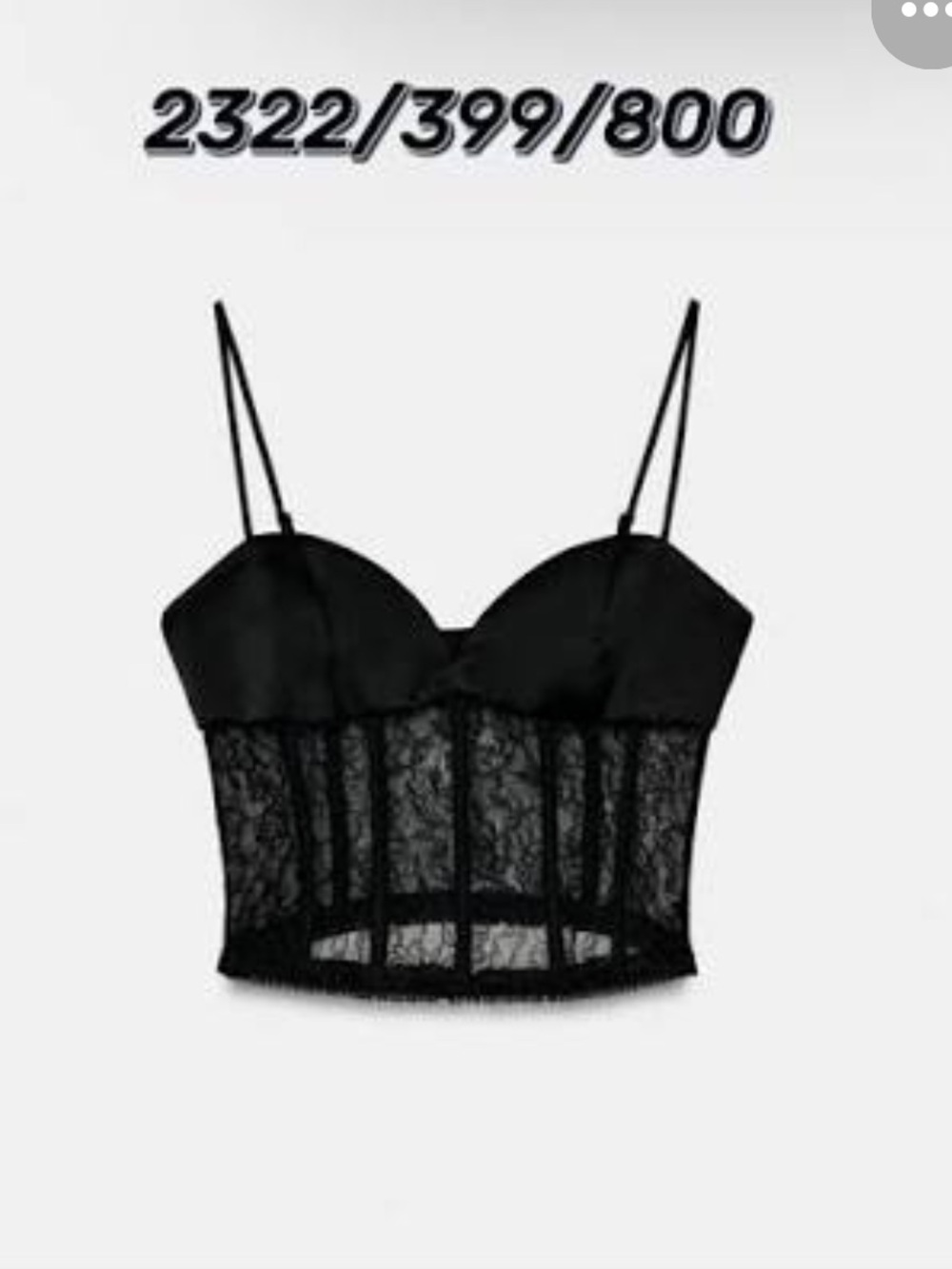 Zara Black Lace Bustier Crop Top